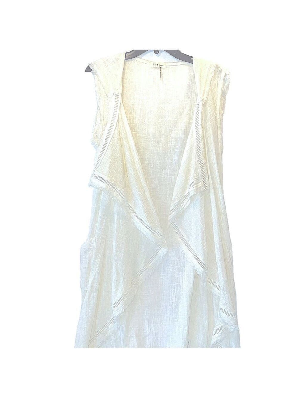 Ciel Vest Coverup, Size Medium, PTP 20”, Length 38” Approx., 100% Cotton, Like N